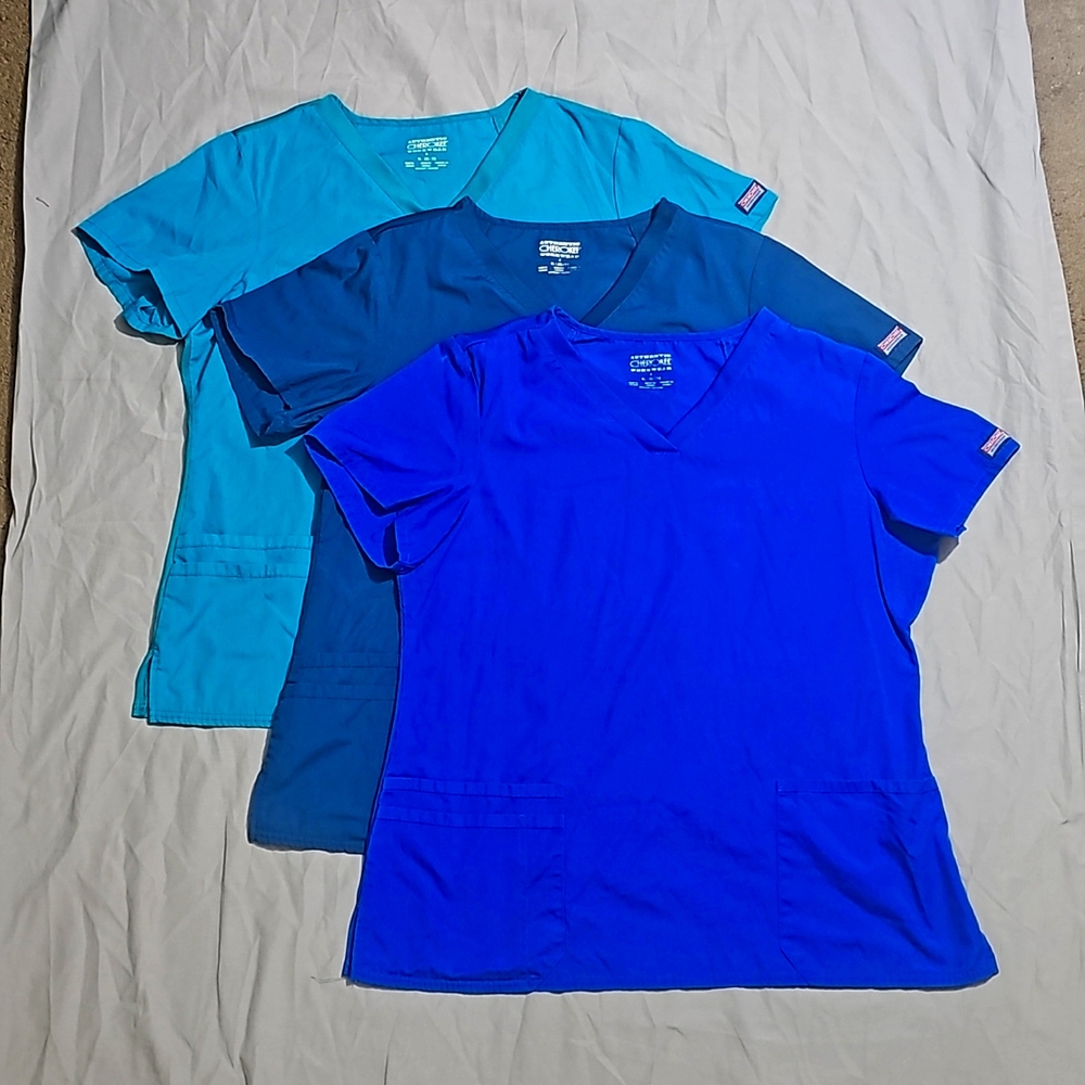 XL Cherokee Workwear Stretch Knit Panel V-neck lot of 3 EUC